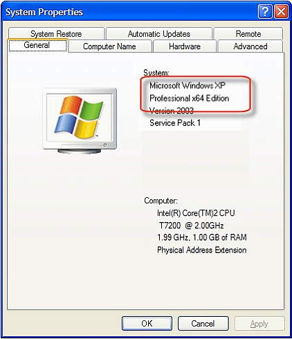 Как узнать разрядность операционной системы Windows XP