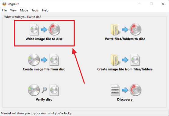 нажмите на кнопку Write image file to disk