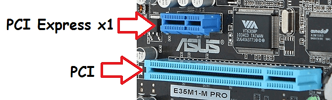 разъемы PCI Express x16 и PCI на материнской плате