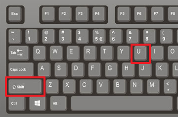 комбинация клавиш SHIFT-U