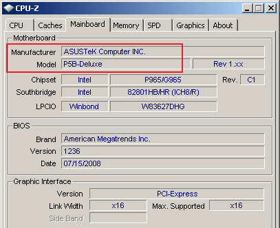 название материнской платы в CPU-Z