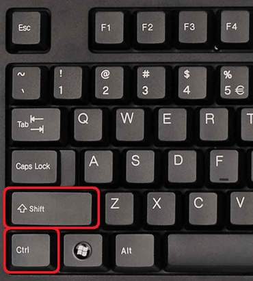 комбинация клавиш CTRL+SHIFT