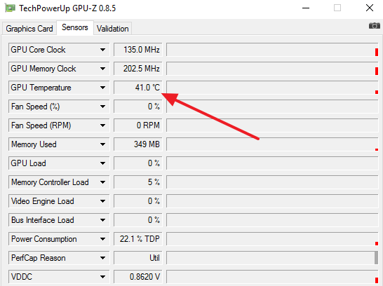 температура видеокарты в GPU-Z